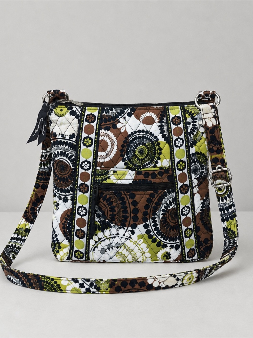 Vera Bradley Cocoa Moss Hipster Crossbody Cottage Quilted Retired Bohemian